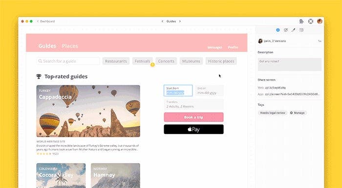 Exporting an Adobe XD artboard group to Zeplin.