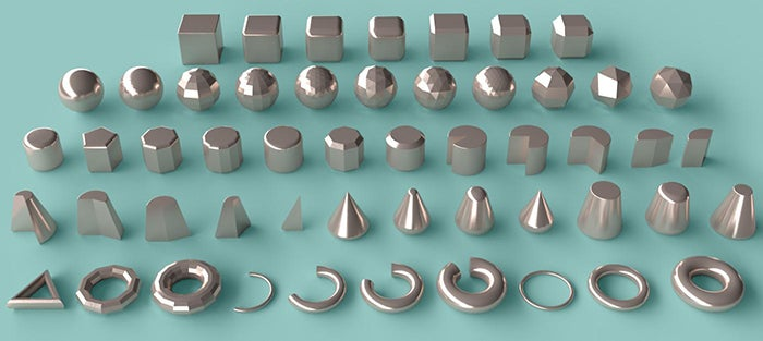 A sample of the shape customizations in Adobe Dimension.