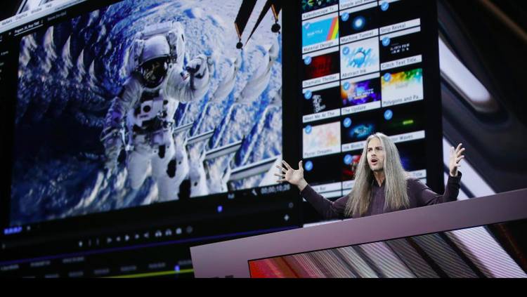 Jason onstage at Adobe MAX conference.