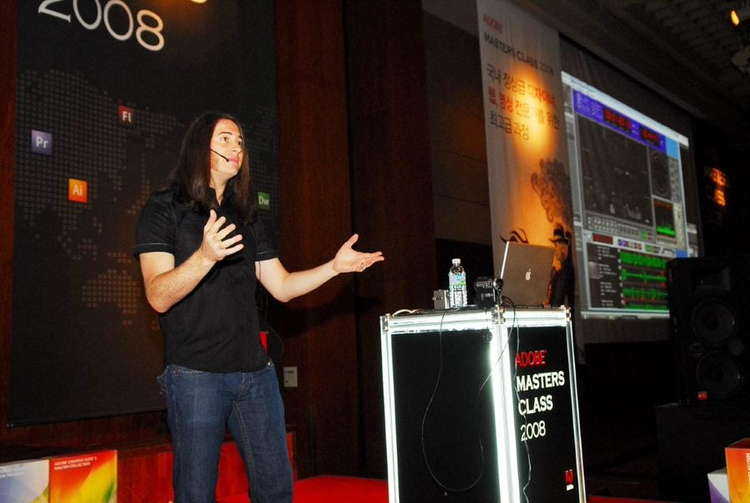 Jason in 2008 hosting an Adobe master class.