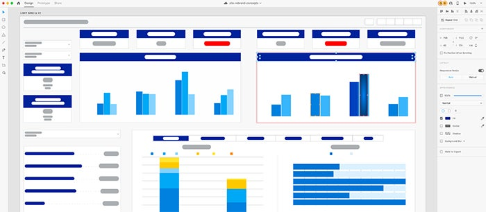 Light-themed dashboard mockup for Penske's connected fleets in Adobe XD.