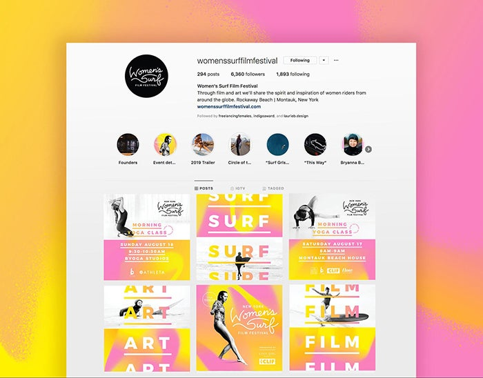 Instagram creative for the Women's Surf Film Festival.