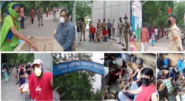 The IT team members helping their local community by distributing meals.