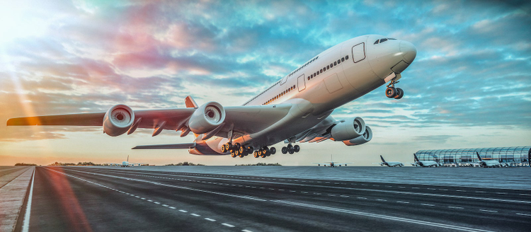 Airplane taking off from the airport.