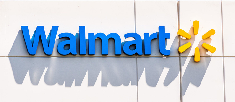 Walmart sign on store.