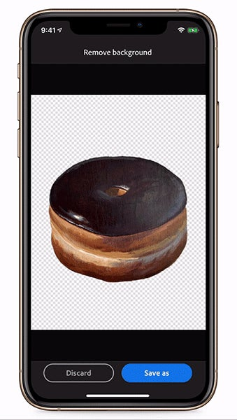 The backgrond on an image of a donut is easily removed in the Adobe CC mobile app.