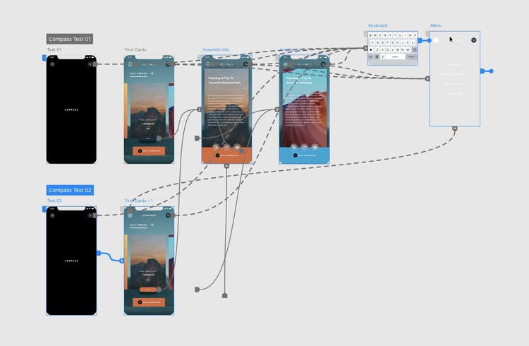 Image showing multiple flows in Adobe XD