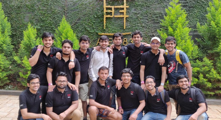 Parth with some of his fellow interns in 2019.