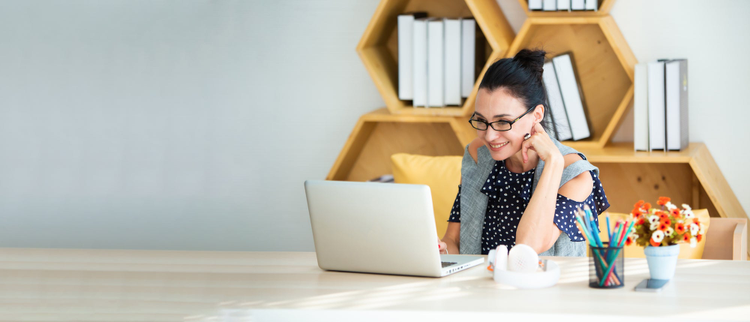 Woman working on laptop