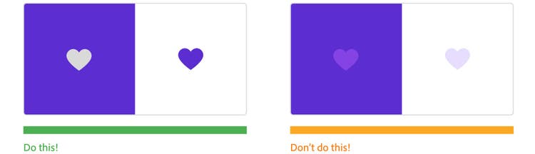 Example of what to do and not to do with color schemes.