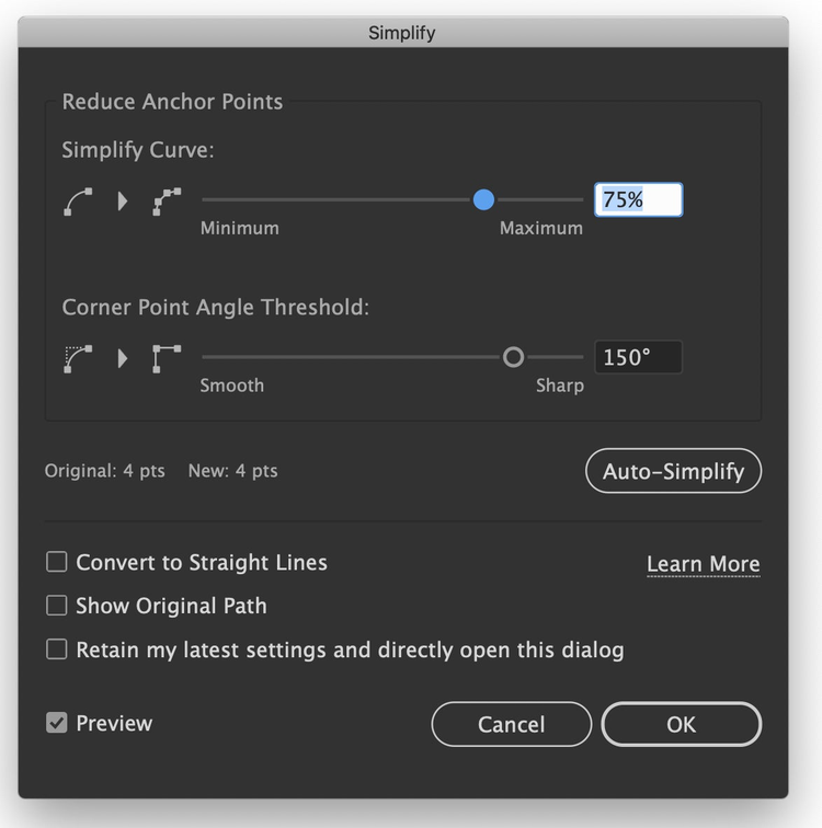 Simplify Curve option