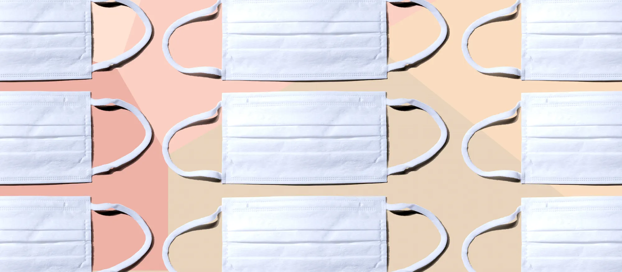 Multiple white face masks.