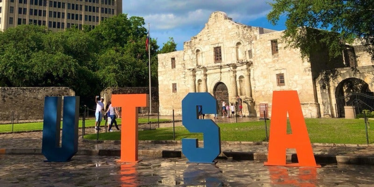 UTSA letter in front of University of Texas San Antonio