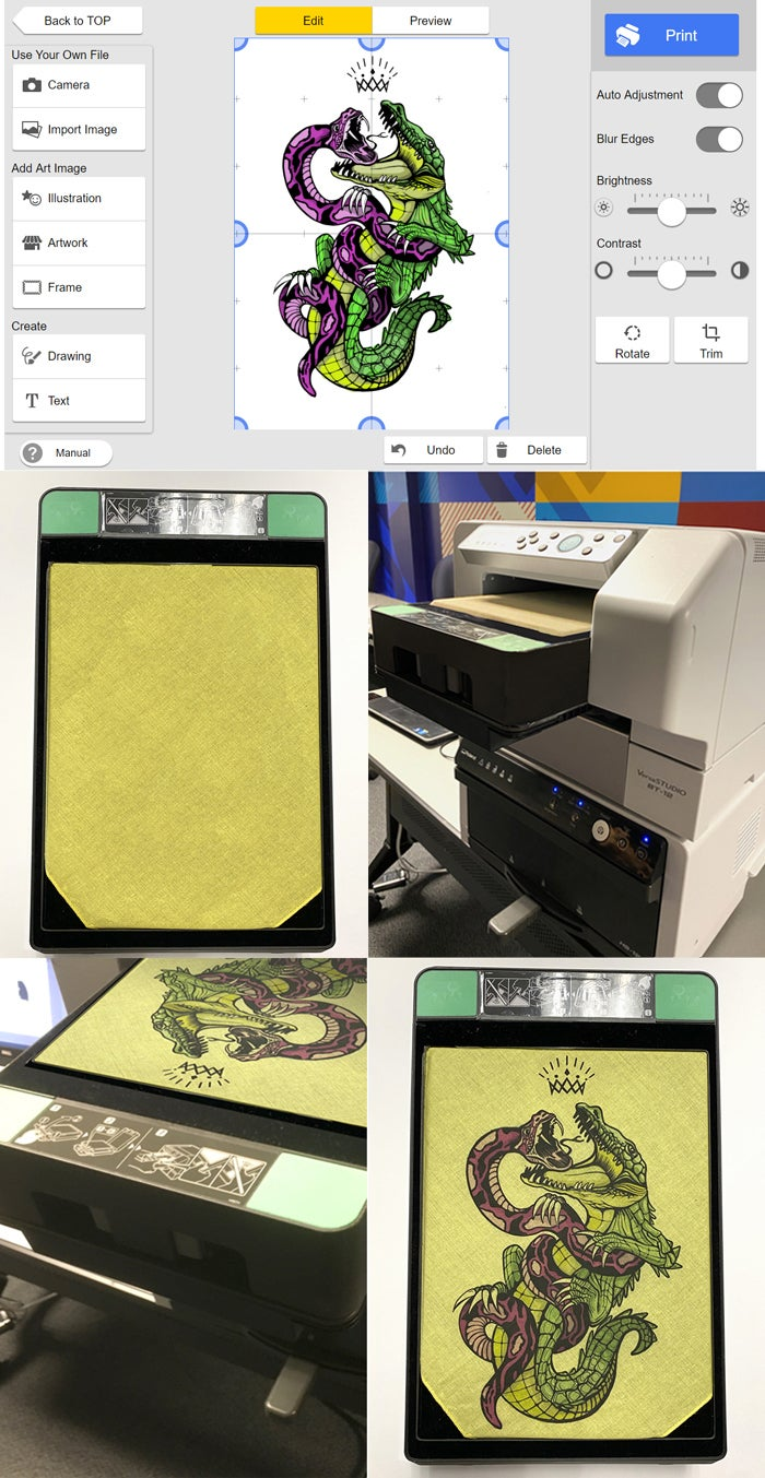 Showing the process to produce a bandana with the BT-12 direct-to-garment-printer.