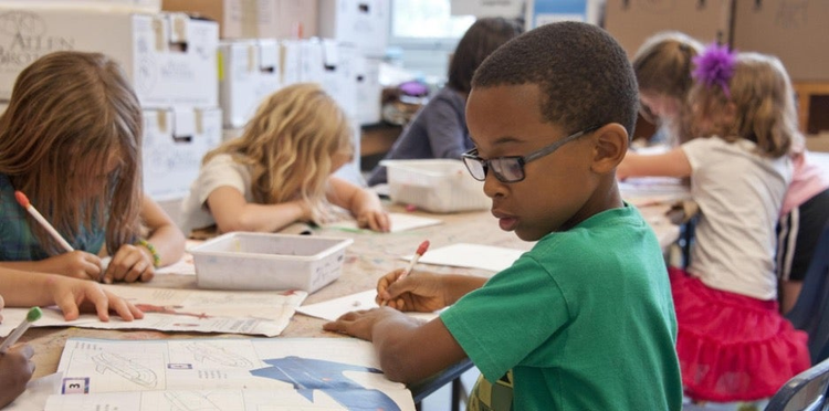 Children doing work at school