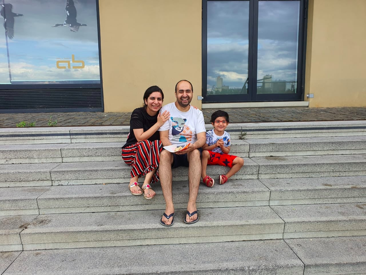 Adobe employee Ankur Mehrotra with his wife and son.