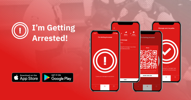 Promotional banner for the 'I'm Getting Arrested' mobile app.