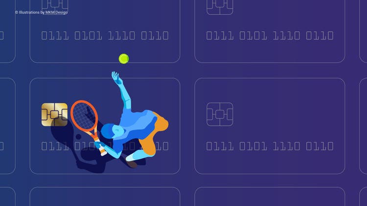 Illustration of man playing tennis.