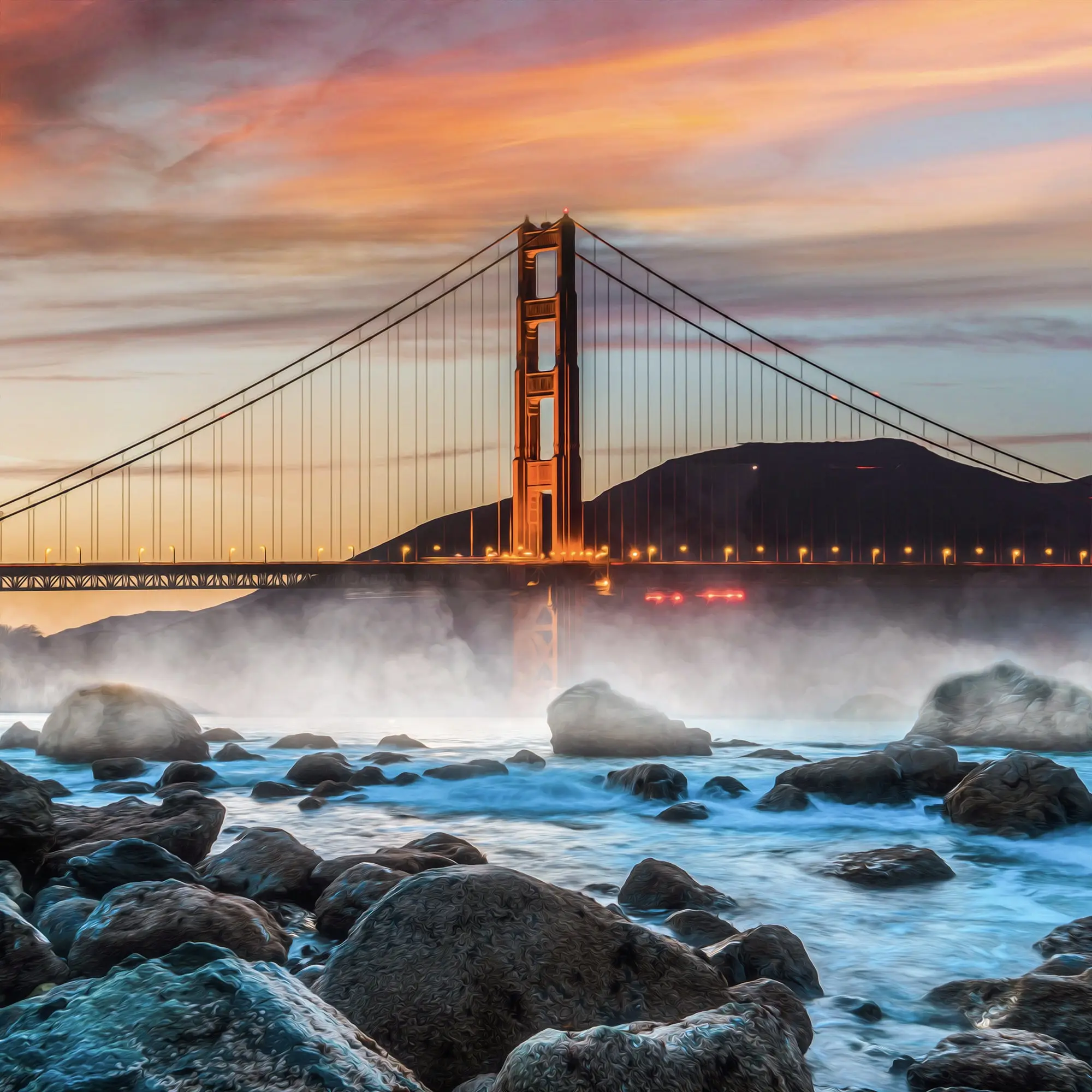 Goldie, February 2020. Photo of the San Francisco Golden Gate Bridge.