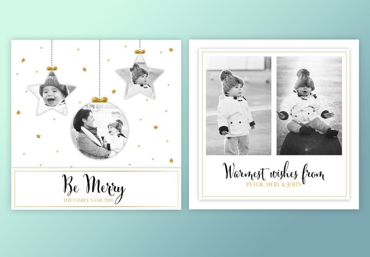 Two cards with photos of a baby on them.