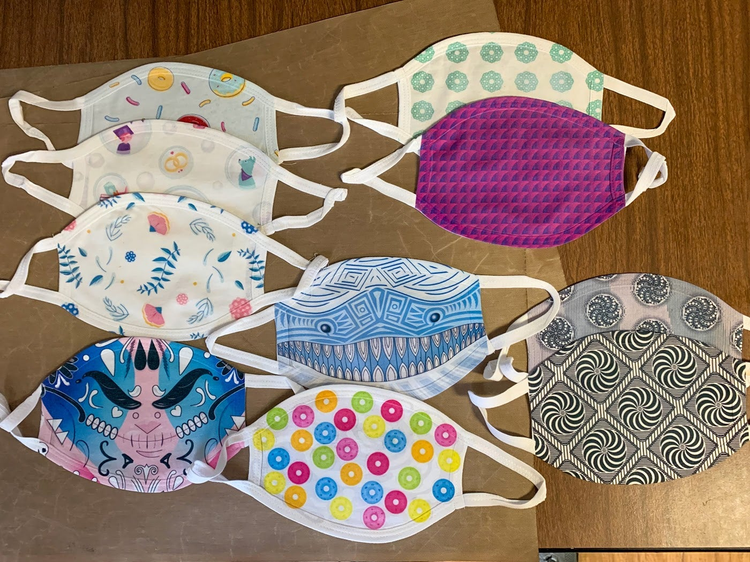 Physical prototypes of the Creative Being face masks created by John Harman and his team.