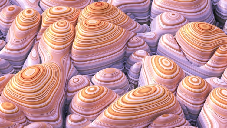 Abstract image of pink and orange swirls.