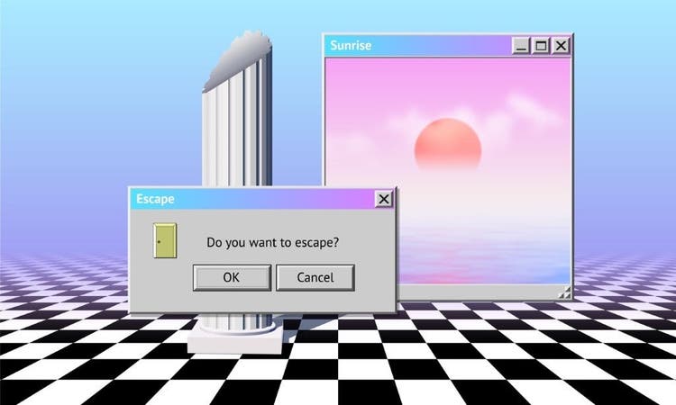 Screen shot of computer screen with a box saying do you want to escape.