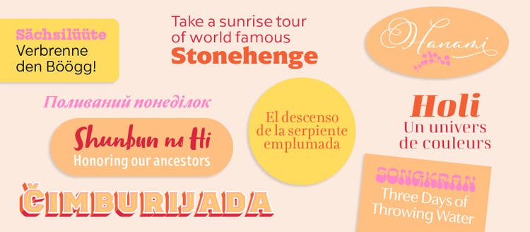 Selection of design specimens using new fonts available in the Adobe Fonts library.