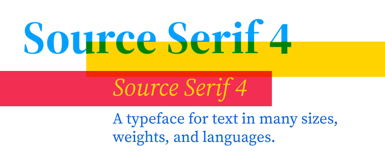 Type sample showcasing Source Serif 4