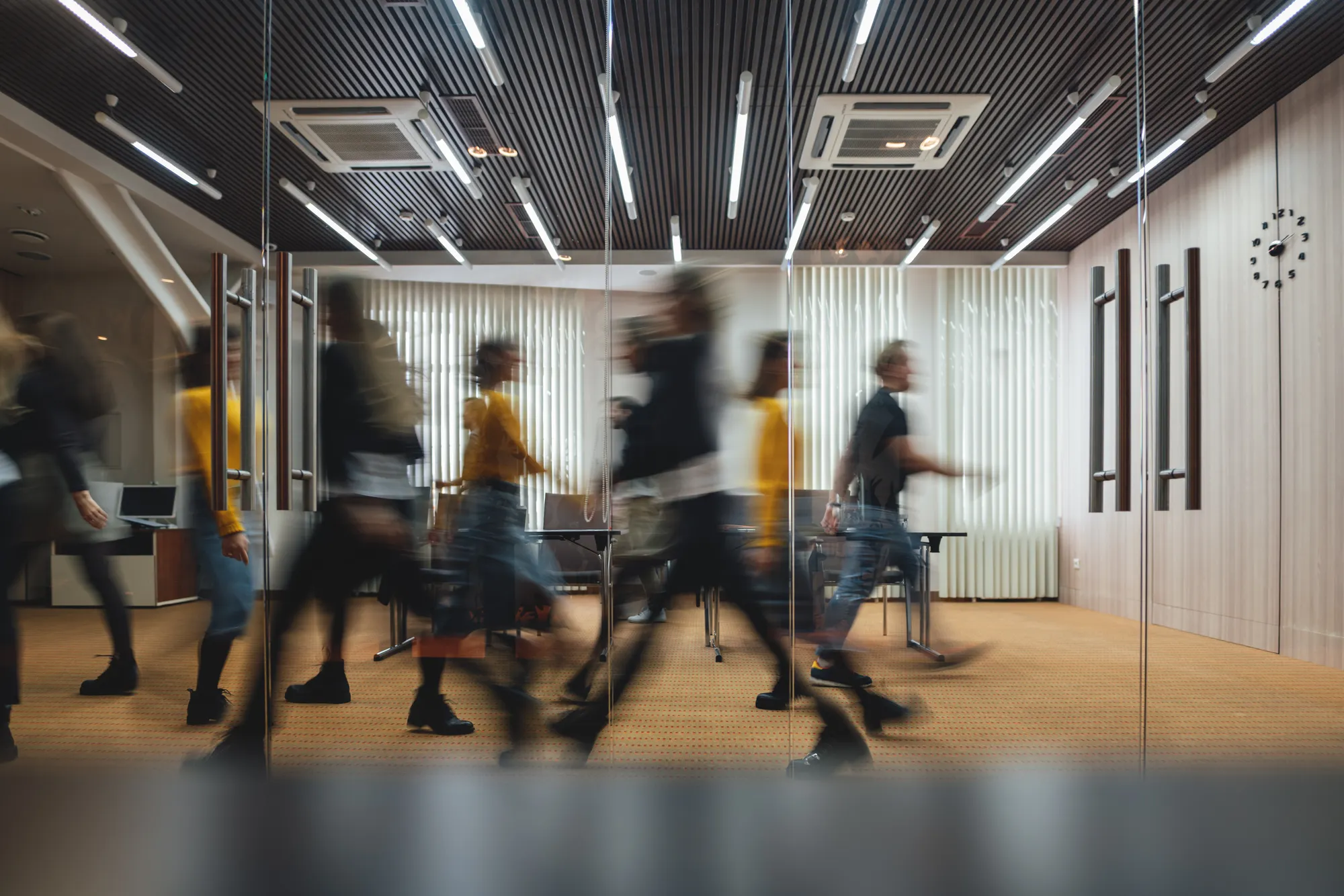 workers walking in office
