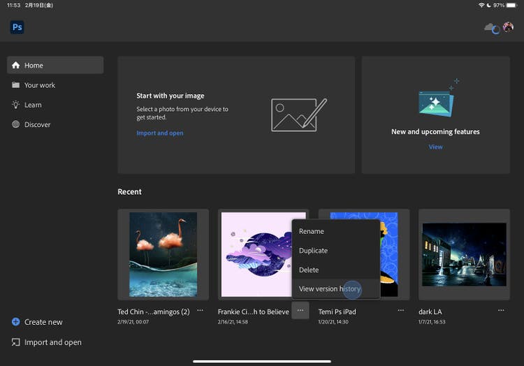 Screenshots of cloud ducuments version history.