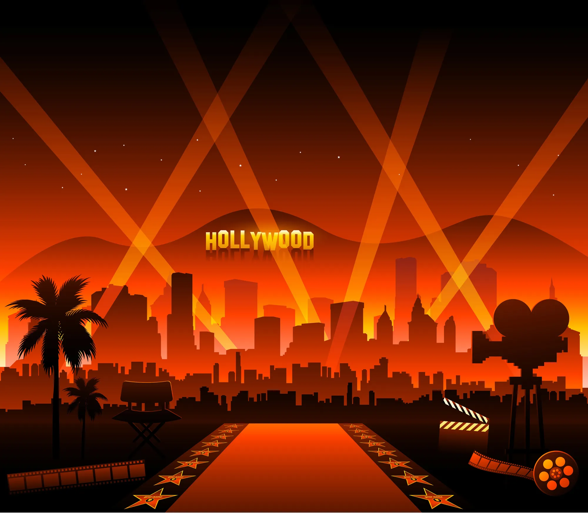 Illustrated Hollywood sign