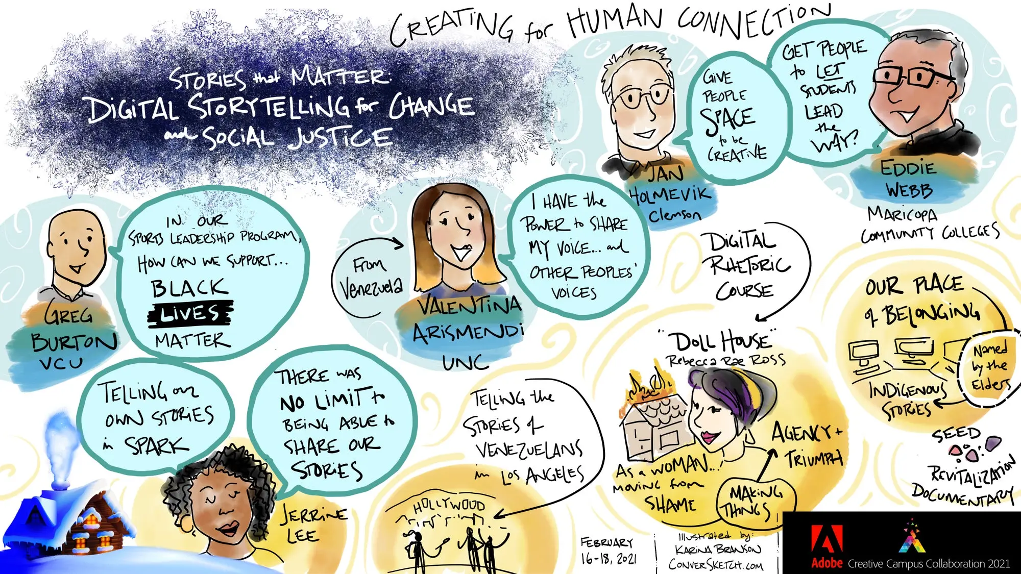 Illustration that says Stories that matter digital stoytelling for change and social justice. 