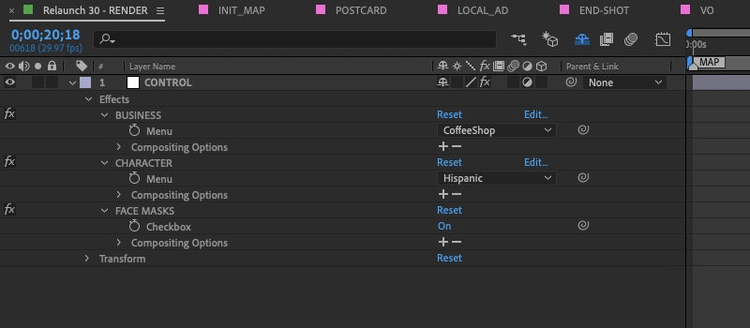 Screenshot of a timeline in after effects. 