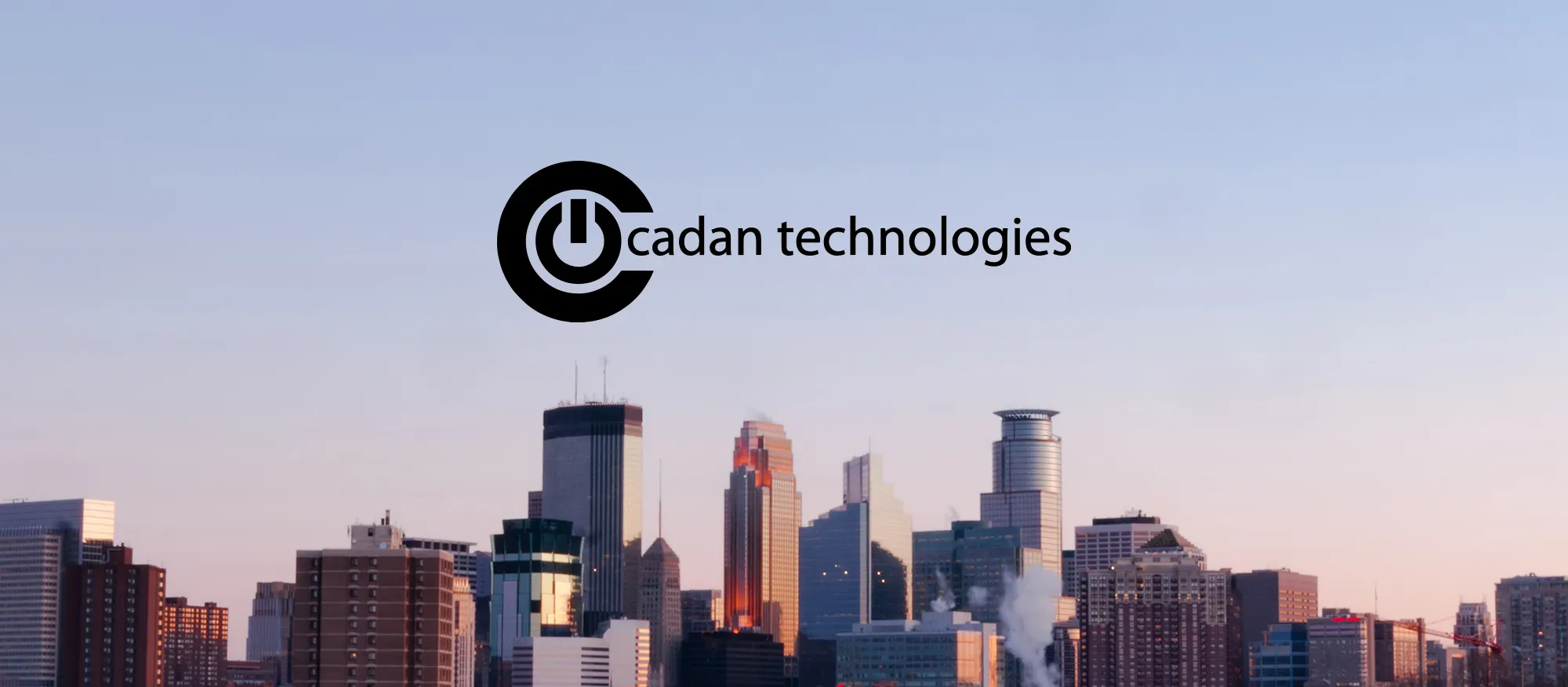 Illustration of a cityscape with Cadan technologies written on the center.