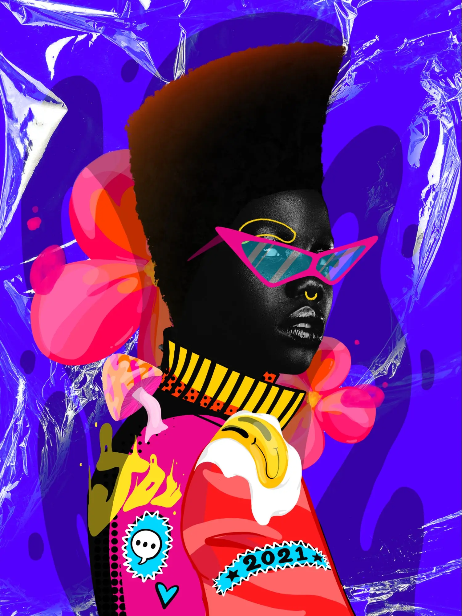 oyful poster artwork designed for the Adobe Make It Together series by D'ana Nunez, Kayla Coombs, Temi Coker, and Shaylin Wallace.