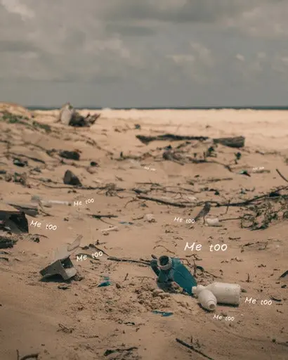 Beach with rubbish