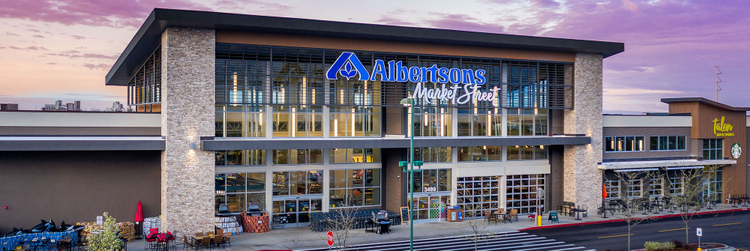 Outside photo of Albertsons shopping center. 