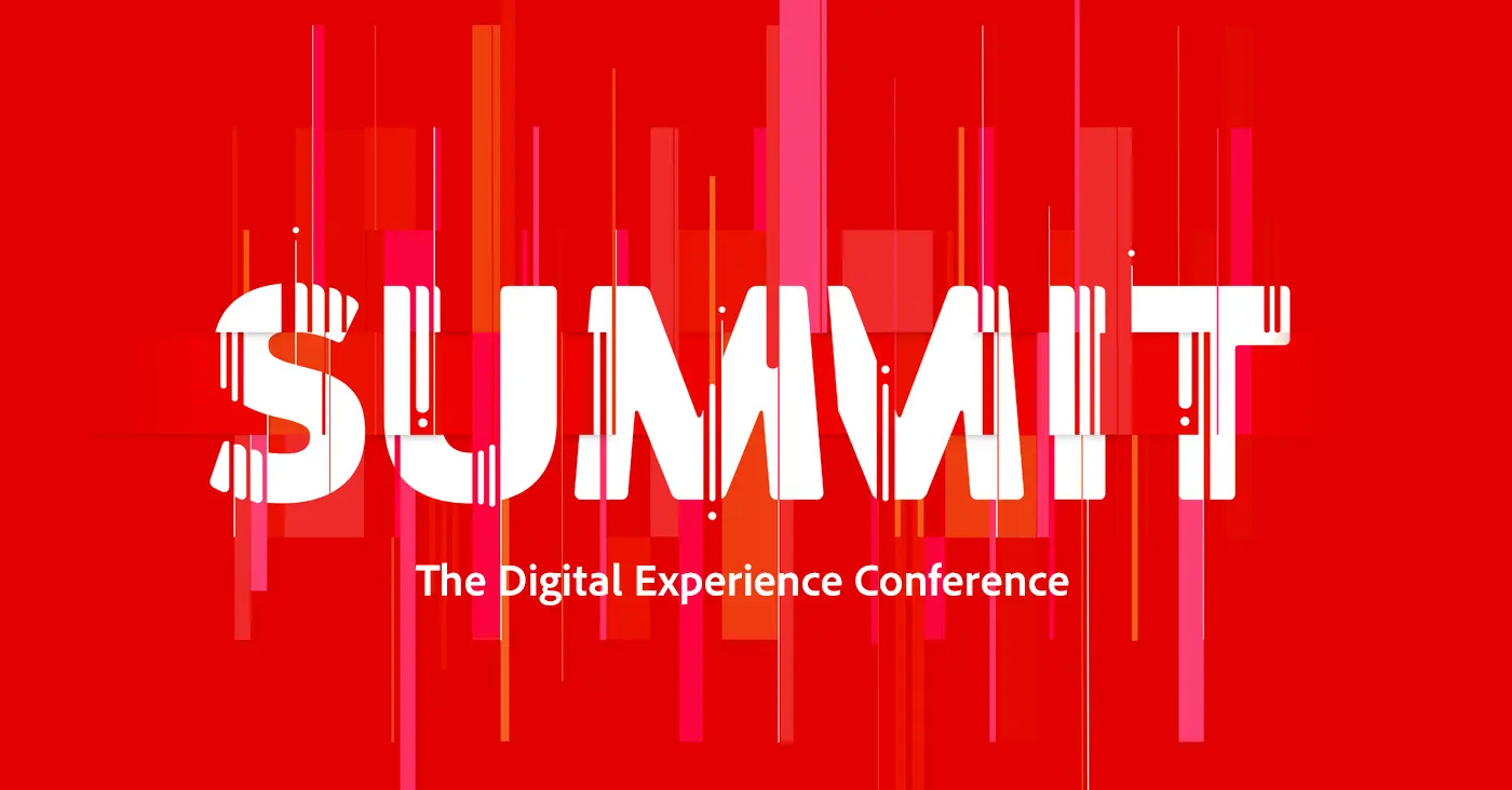 Summit the digital experience conference on a red background.