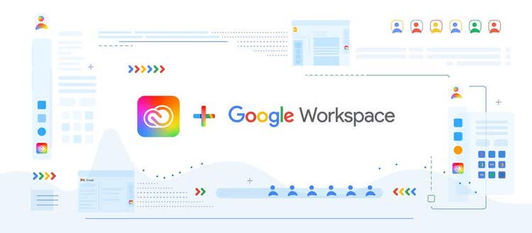 Promotional banner for the Creative Cloud and Google Workspace integration.