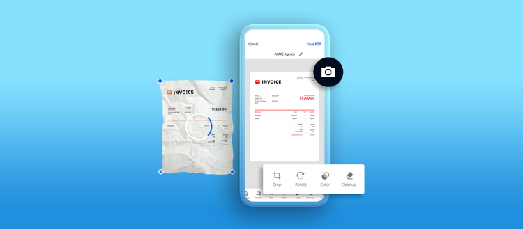 Using Adobe Scan to scan a receipt.