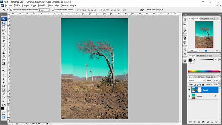 Selecting an area from a photograph to act as the main frame in a composite.