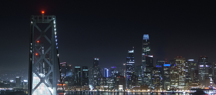 San Francisco skyline at night.