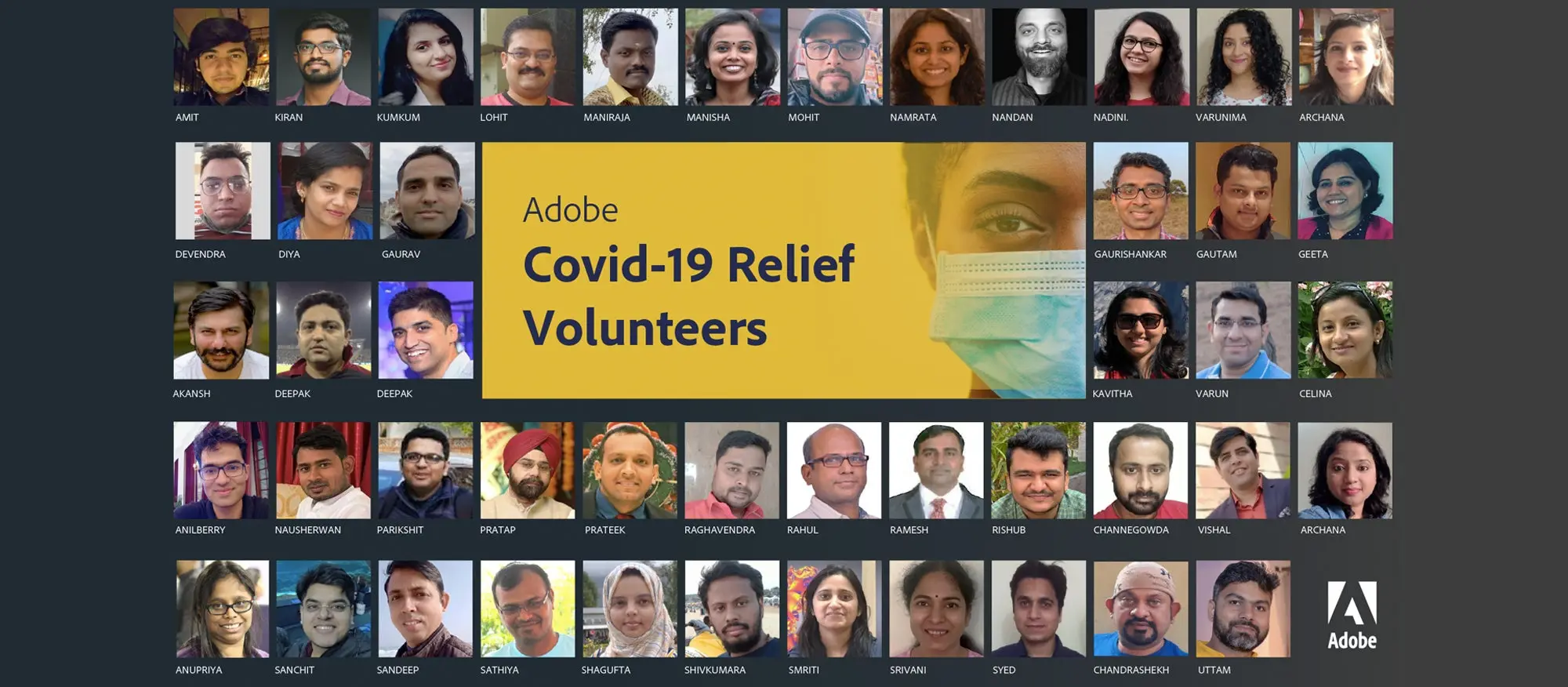 A look at some of our Adobe Covid-19 Relief Volunteers. 