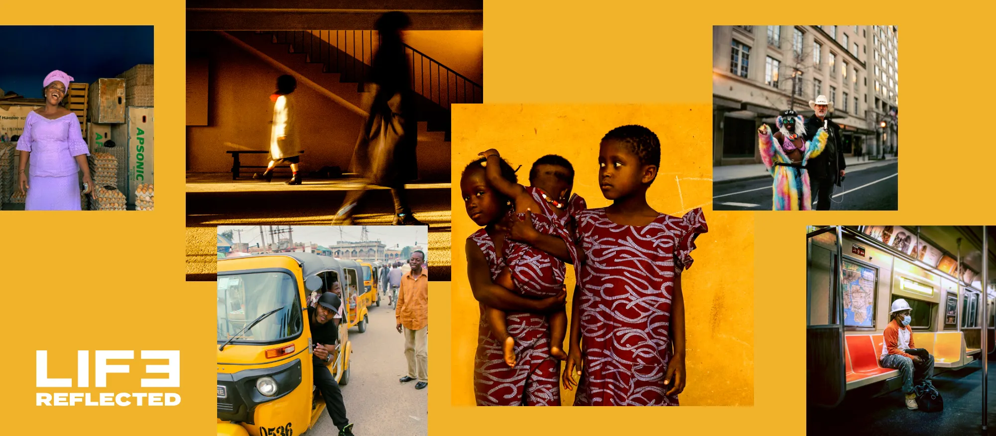 Life reflected with a collage of photographs from around the world.