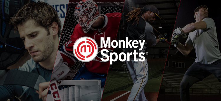 Monkey Sports logo with different athletes in the background. 