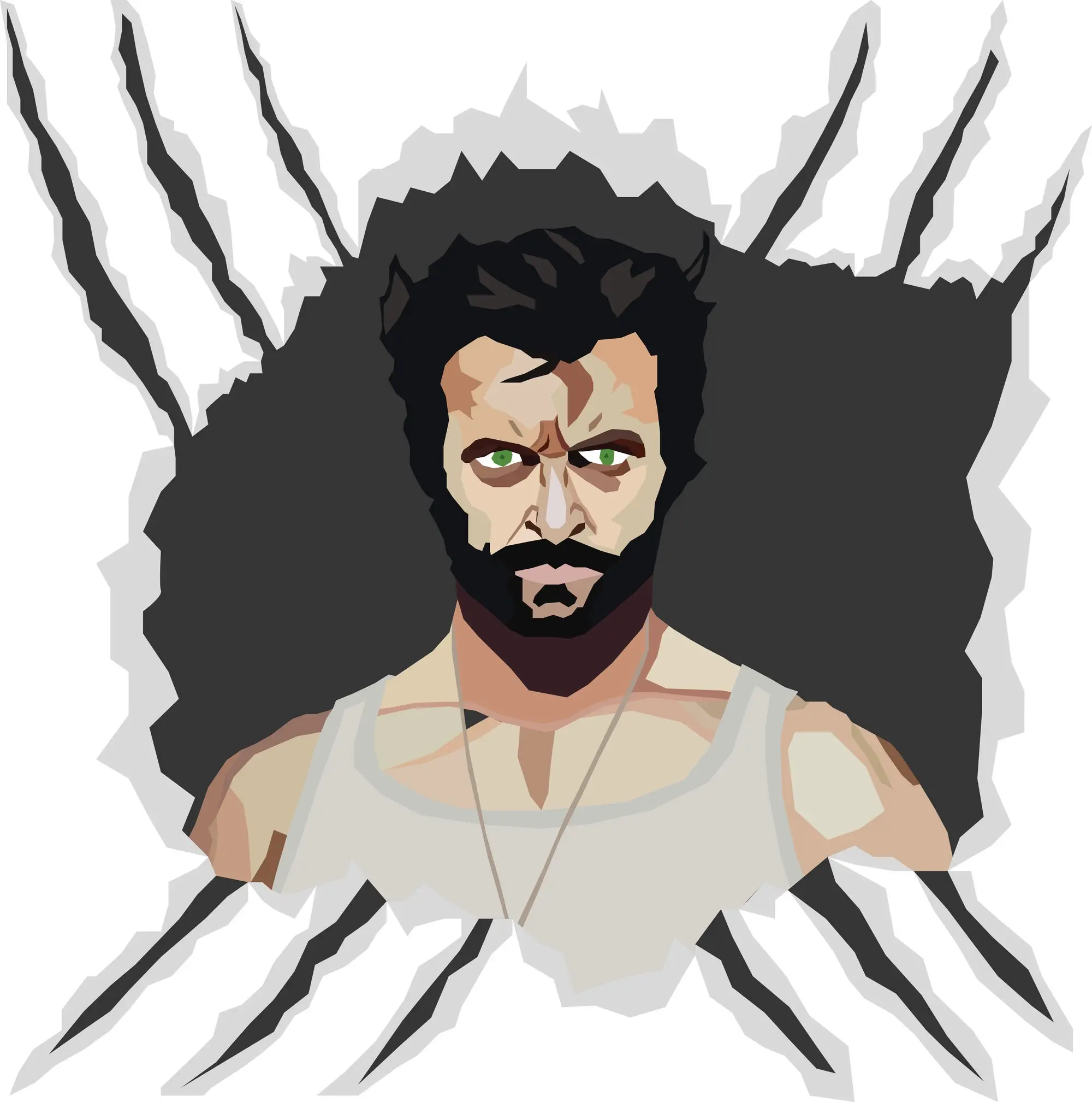 Adobe Illustrator illustration of Hugh Jackman as Wolverine