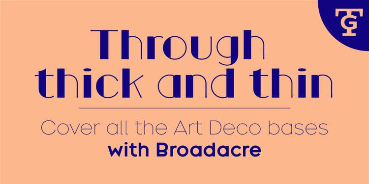 Broadacre Font on a peach colored background.