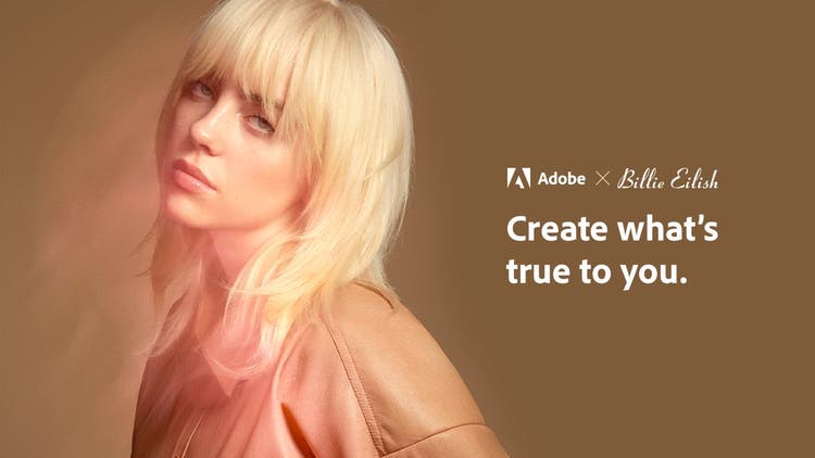 Image of Billie Eilish with the text Creat what's true to you.