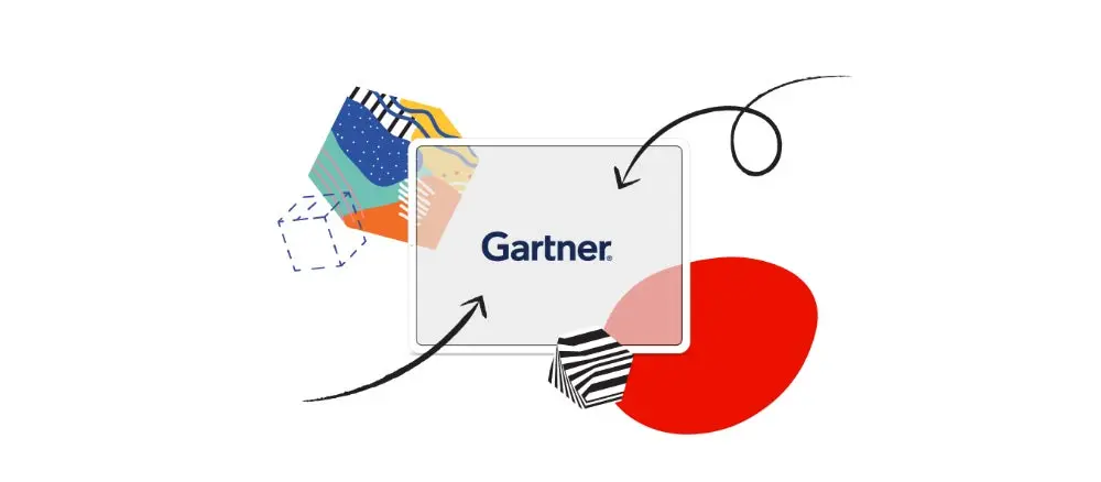 Gartner with abstract colorful shapes in the background. 